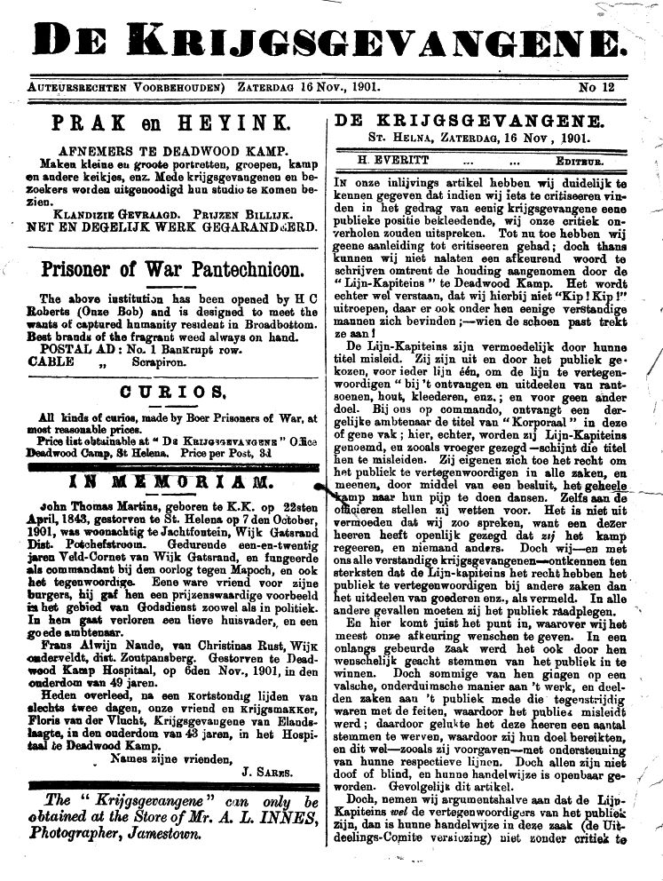 De Krijgsgevangene No12  pg 1