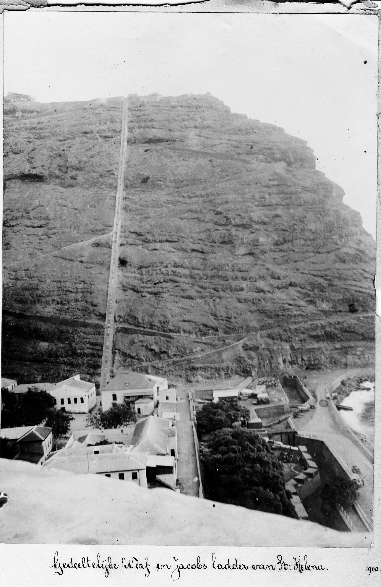 Temporary wharf and Jacobs Ladder St Helena