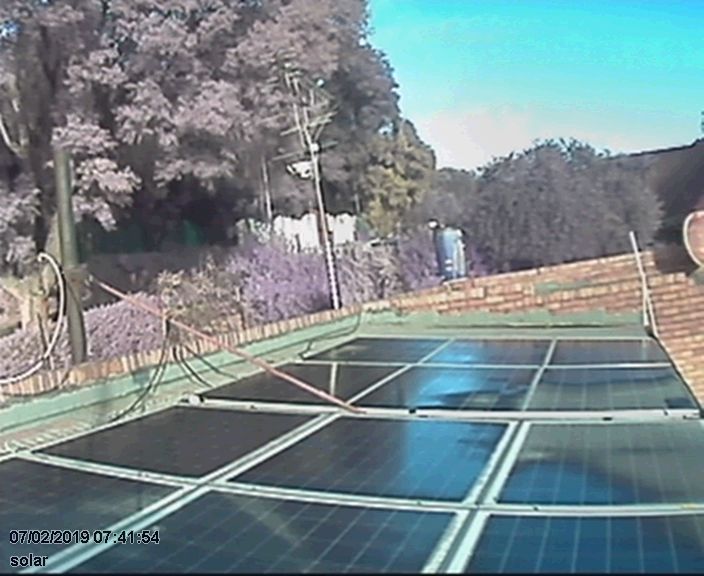 Solar array mounted on outbuilding roof